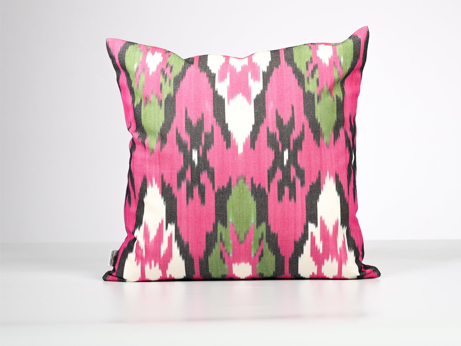 Pink Uzbek Ikat Decorative Pillow Cover - Image 2