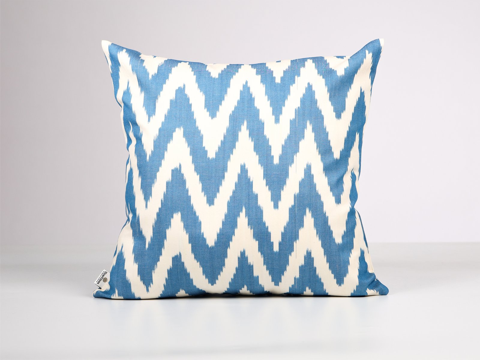 Blue Chevron Ikat Cushion Cover - Image 2