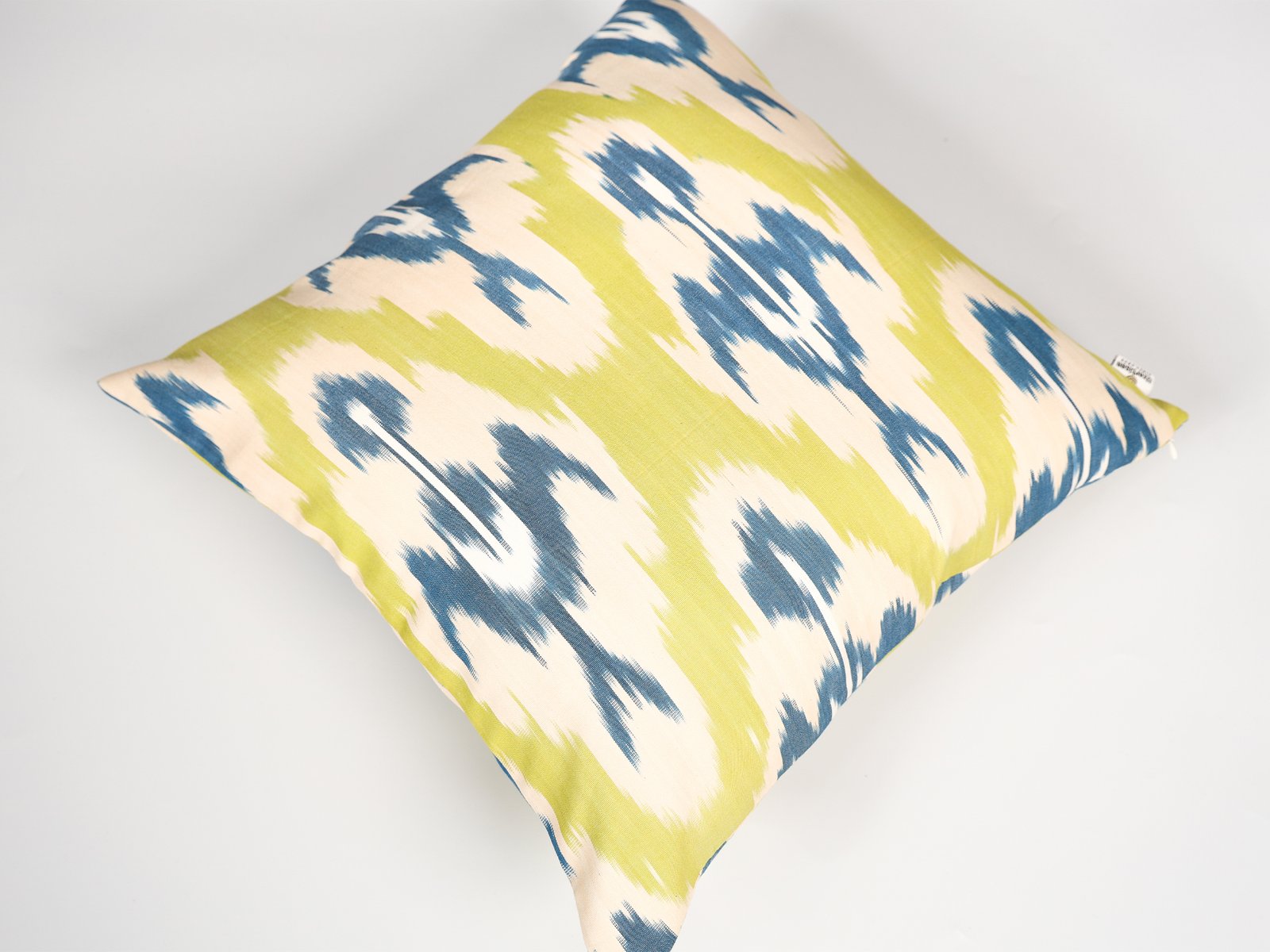 Yellow Blue Ikat Pillow Cover - Image 5