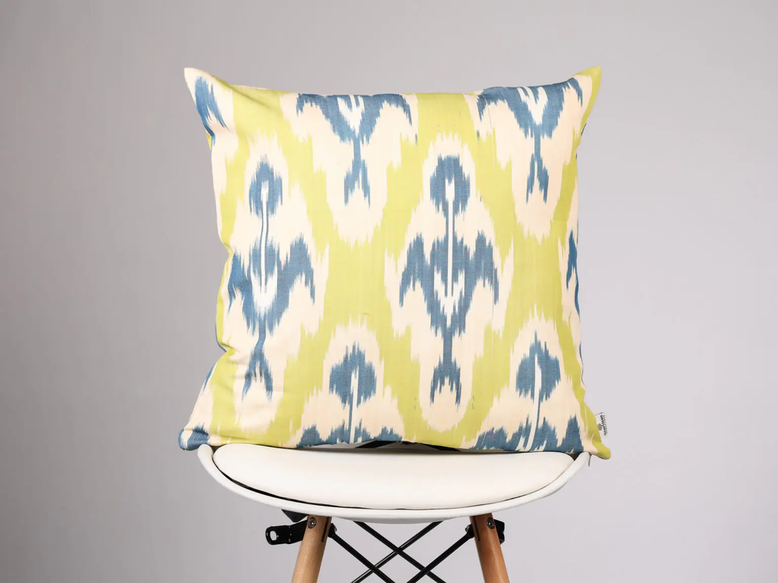 Yellow Blue Ikat Pillow Cover