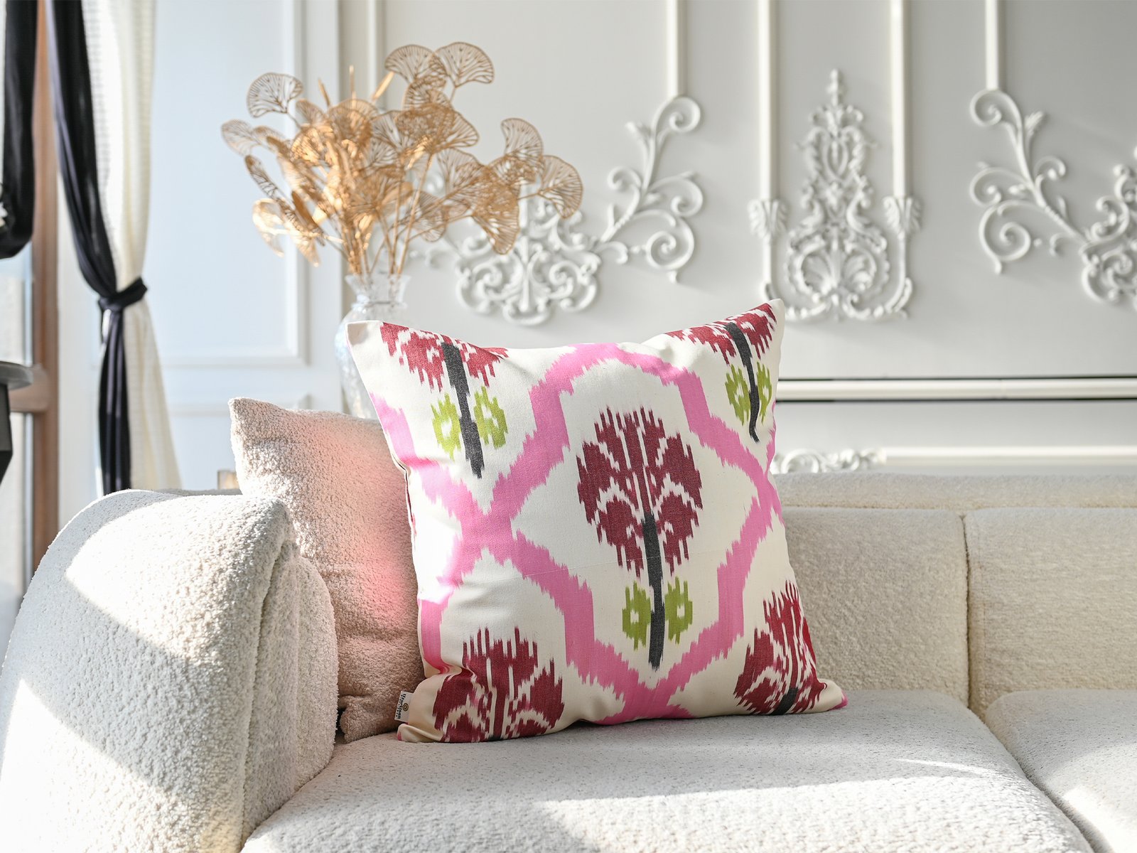 Pink Decorative Ikat Pillow Cover - Image 2