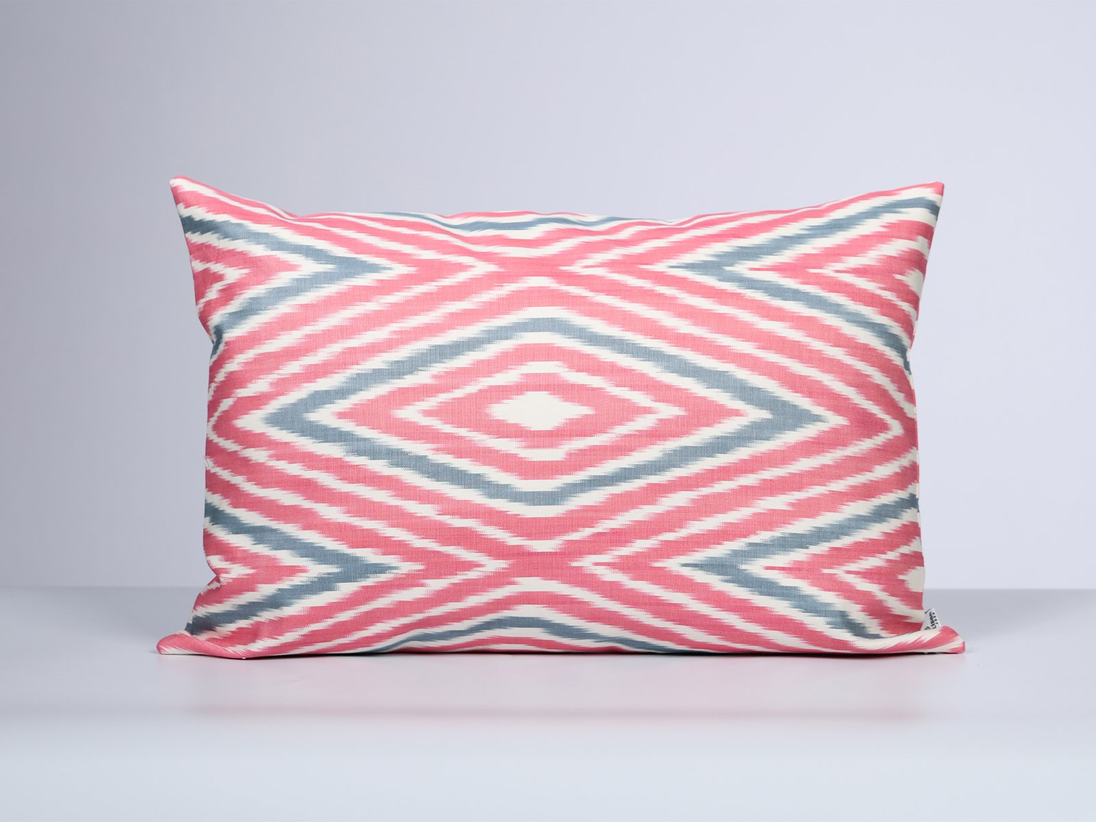 Pink Gray Ikat Lumbar Pillow Cover - Image 2