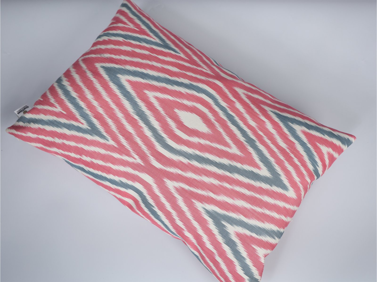 Pink Gray Ikat Lumbar Pillow Cover - Image 4