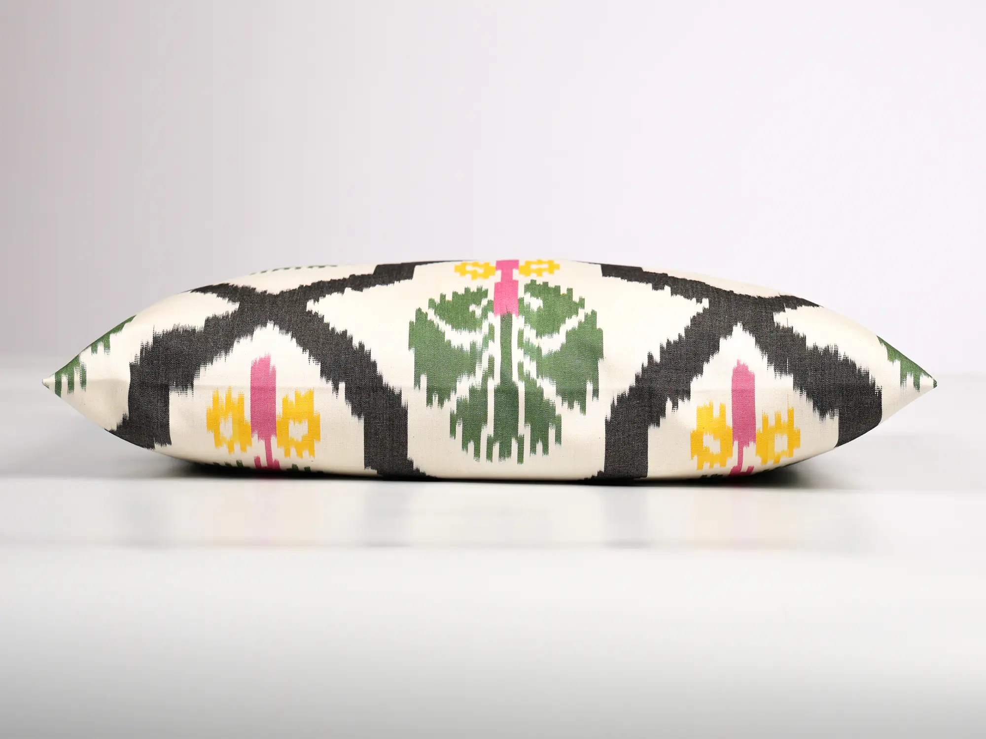 Black and Green Ikat Decorative Cushion Cover