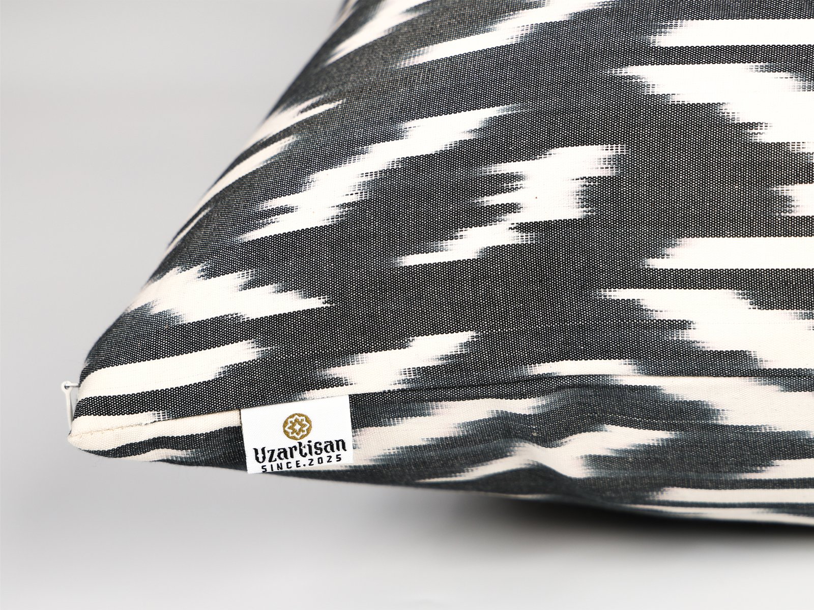 Black and White Ikat Pillow Cover - Image 4
