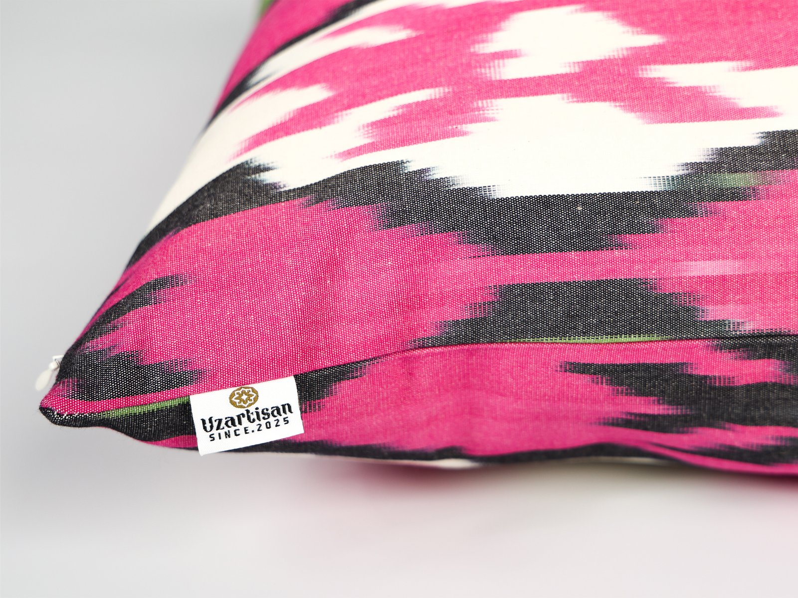Pink Uzbek Ikat Decorative Pillow Cover - Image 7