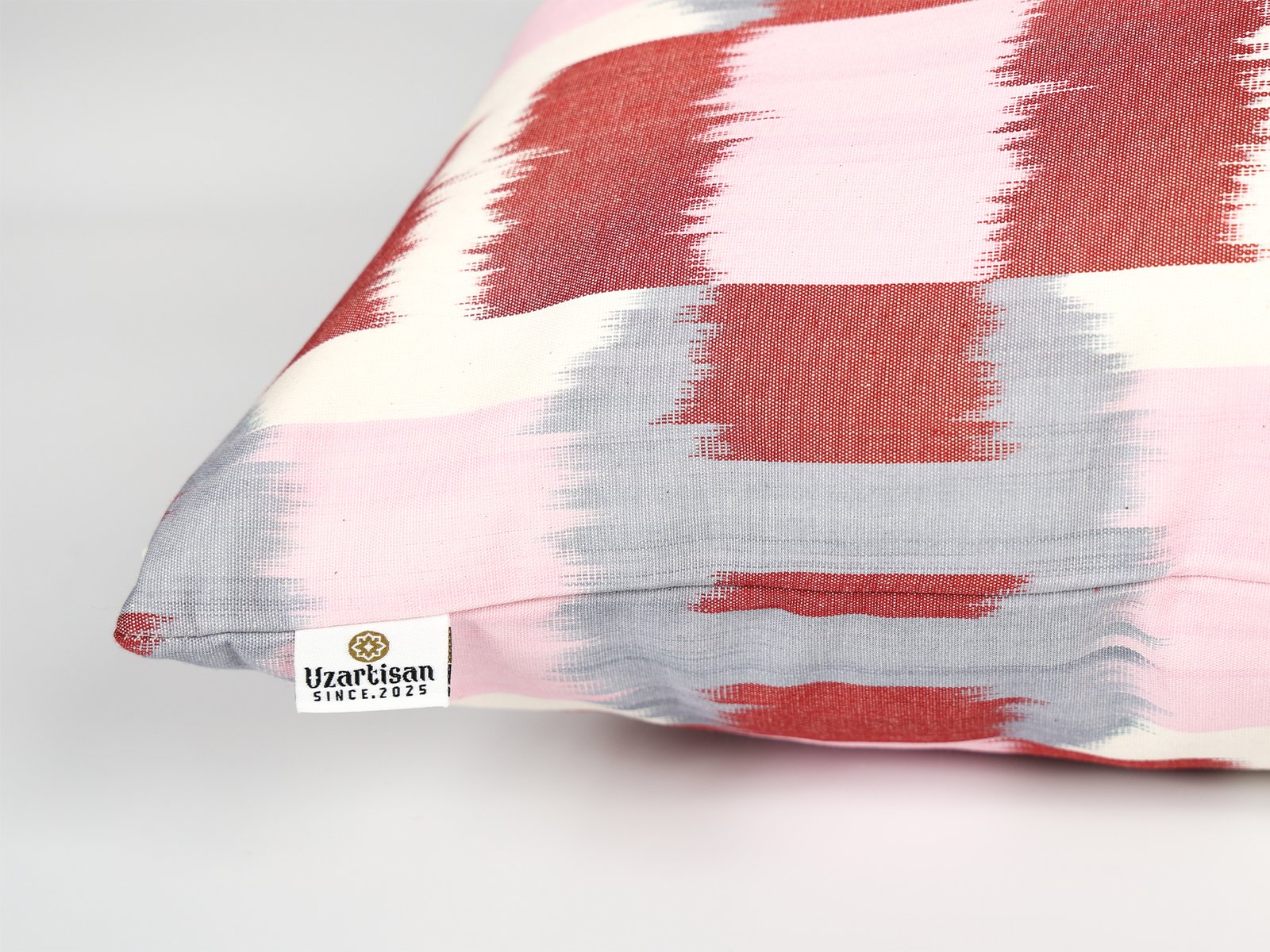 Pink Red Ikat Cushion Cover - Image 7