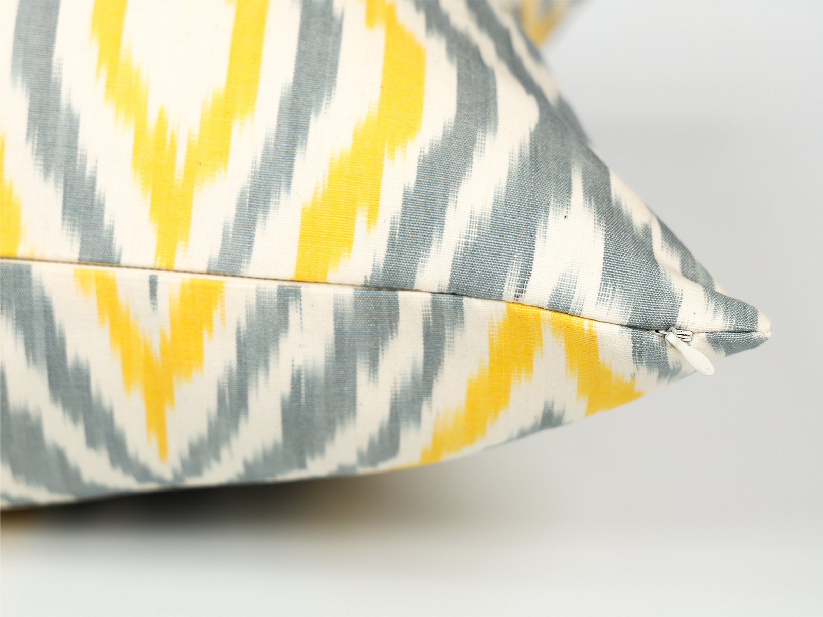 Yellow Gray Uzbek Ikat Cushion Cover - Image 7
