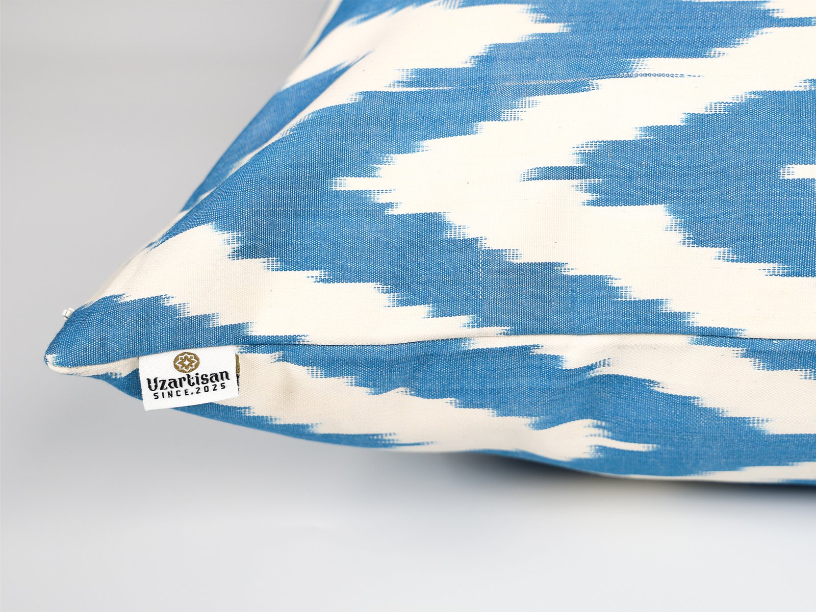 Blue Chevron Ikat Cushion Cover - Image 7