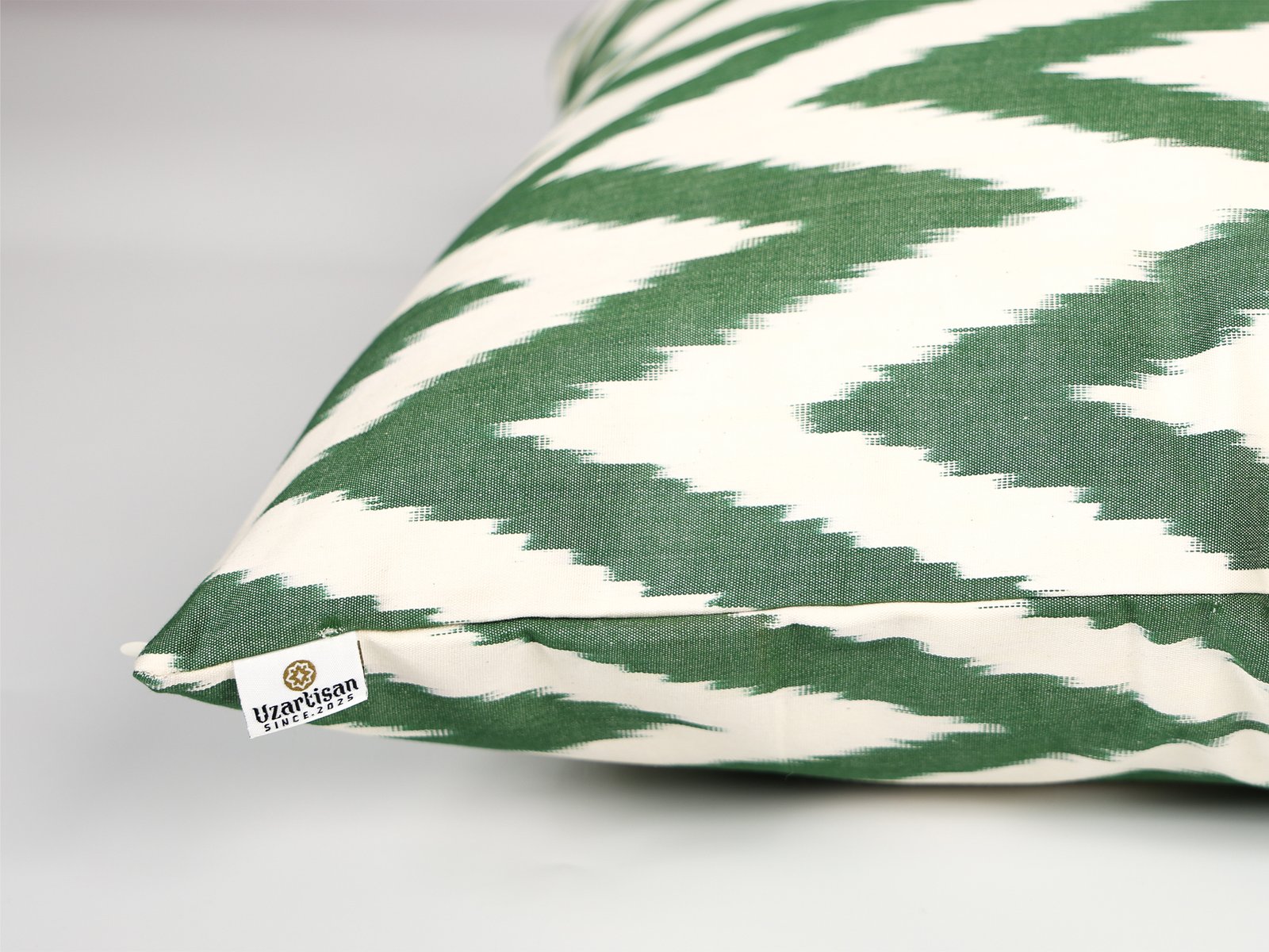 Green Chevron Ikat Cushion Cover - Image 7