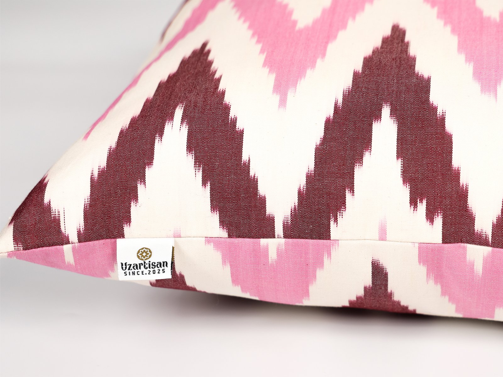 Pink Zigzag Ikat Cushion Cover - Image 7