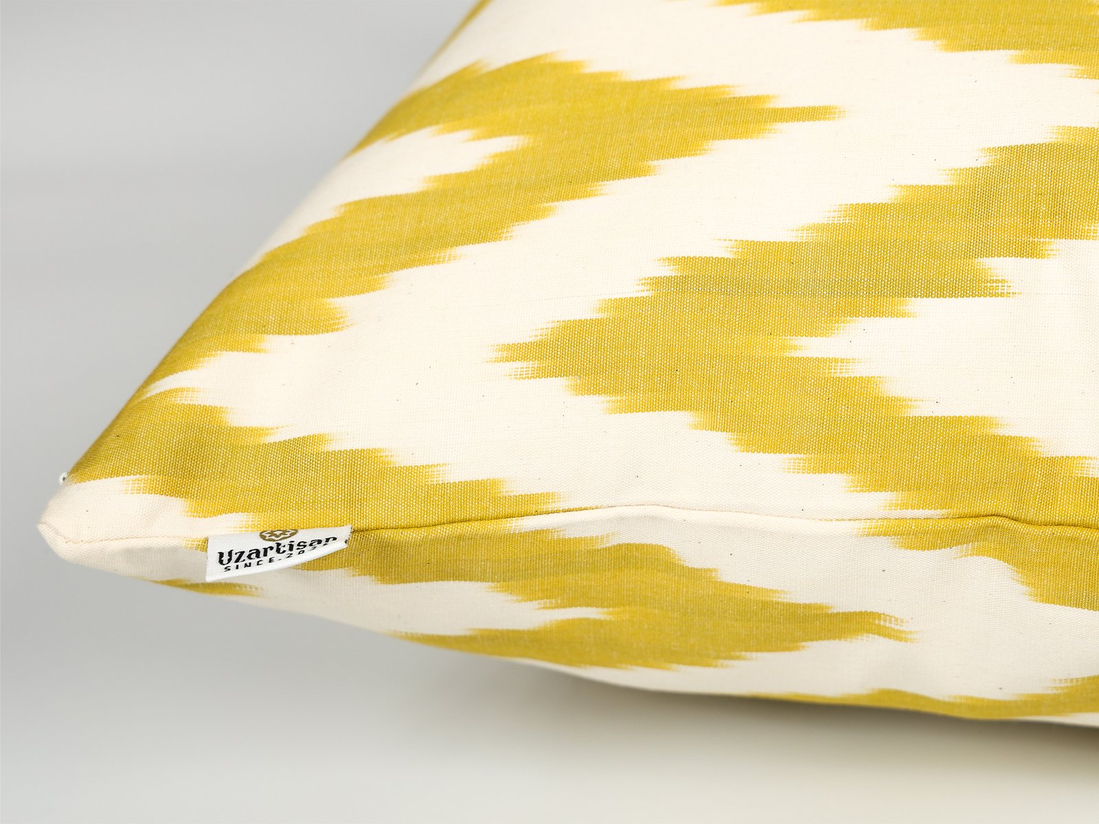 Yellow Chevron Ikat Cushion Cover - Image 7