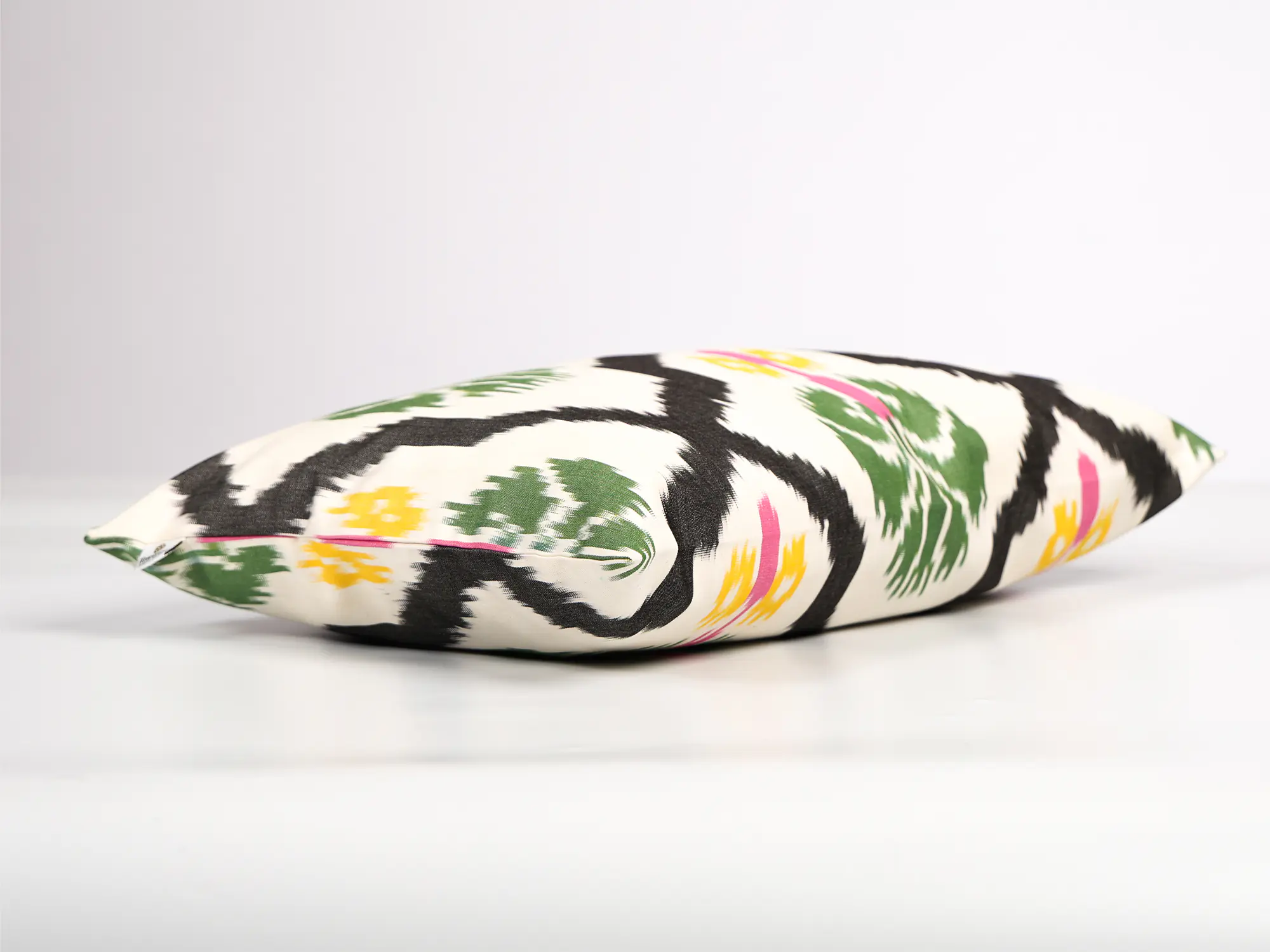 Black and Green Ikat Decorative Cushion Cover
