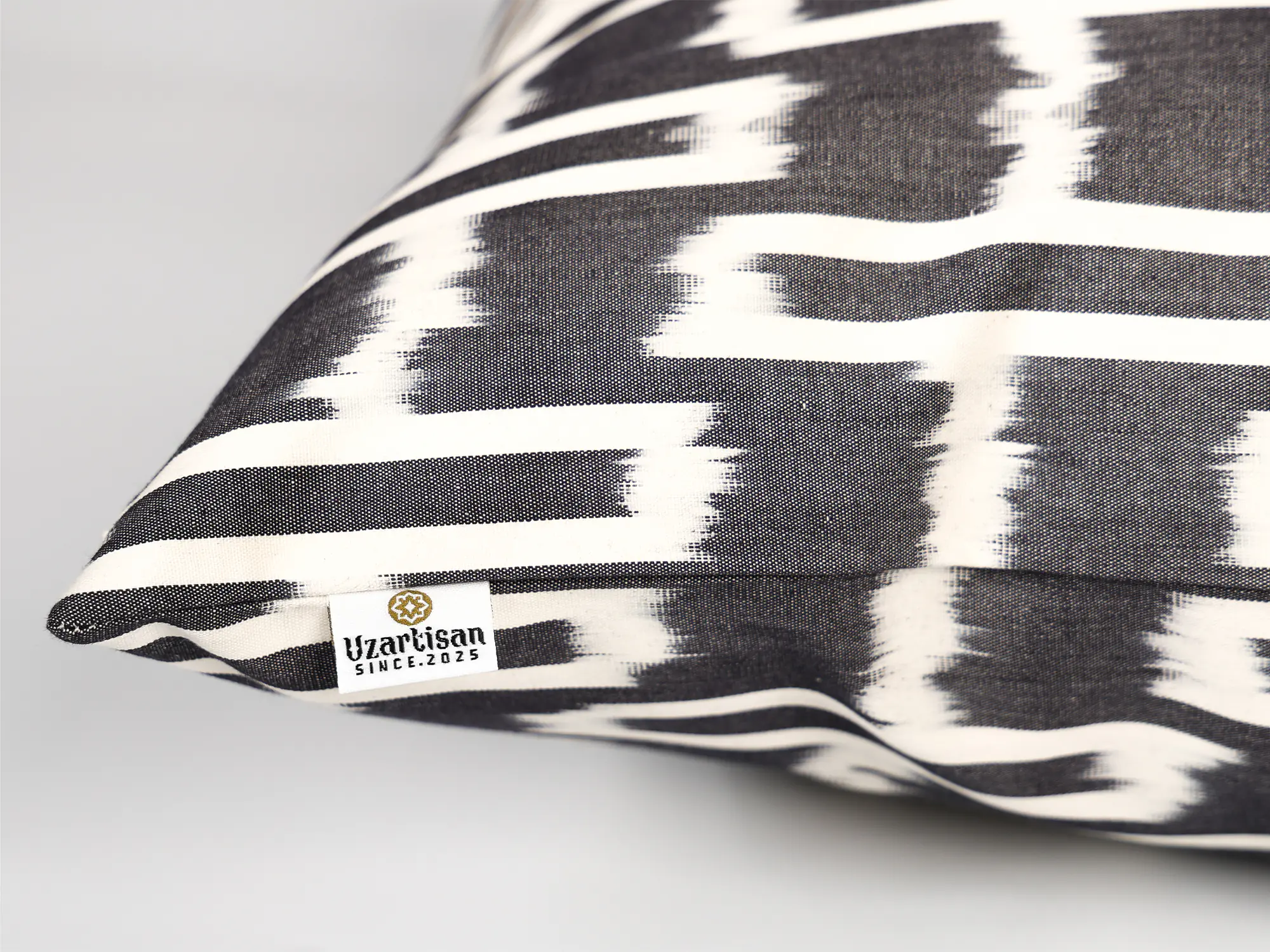 Black Geometric Ikat Pillow Cover