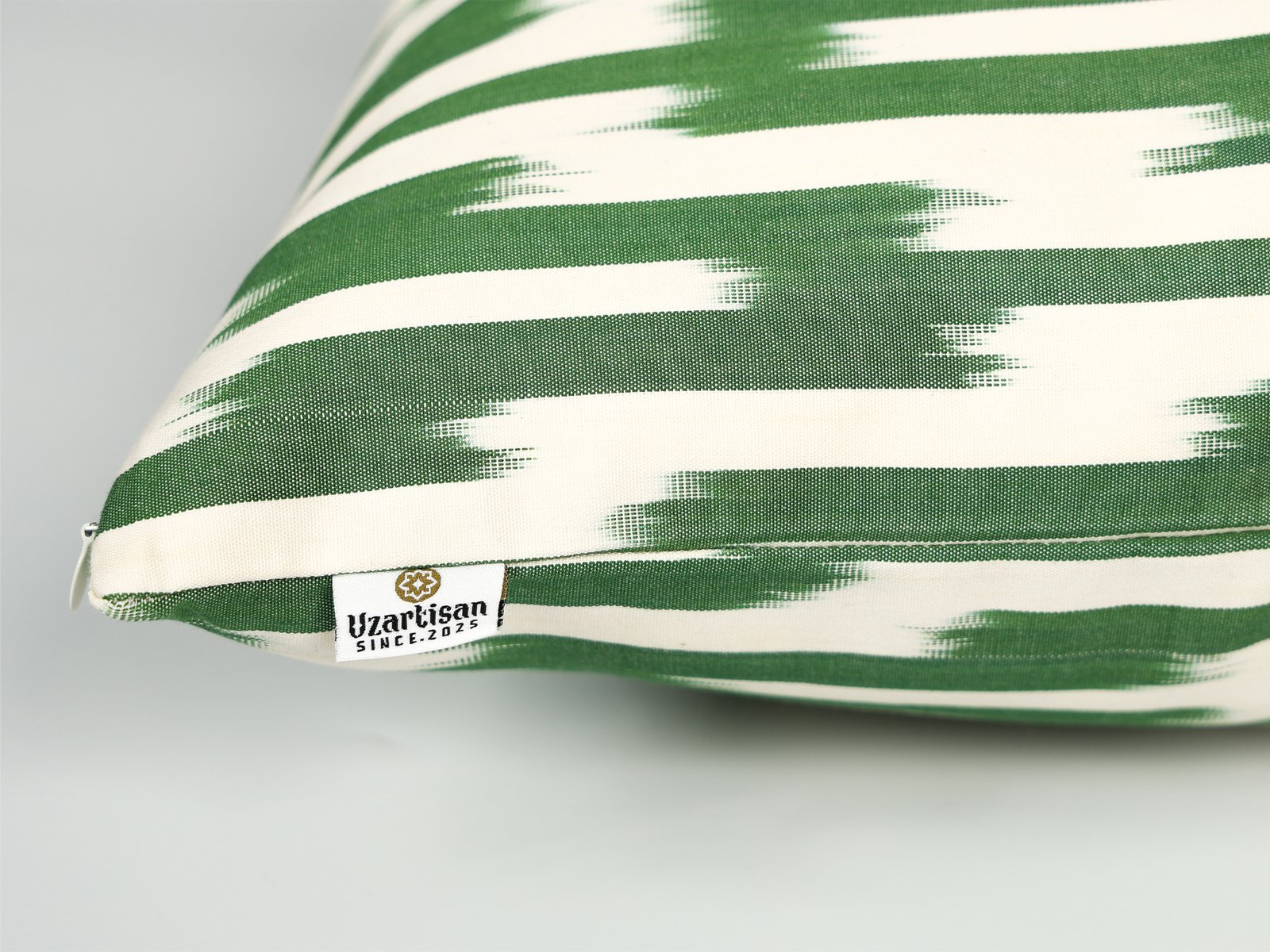 Green Striped Ikat Pillow Cover - Image 8