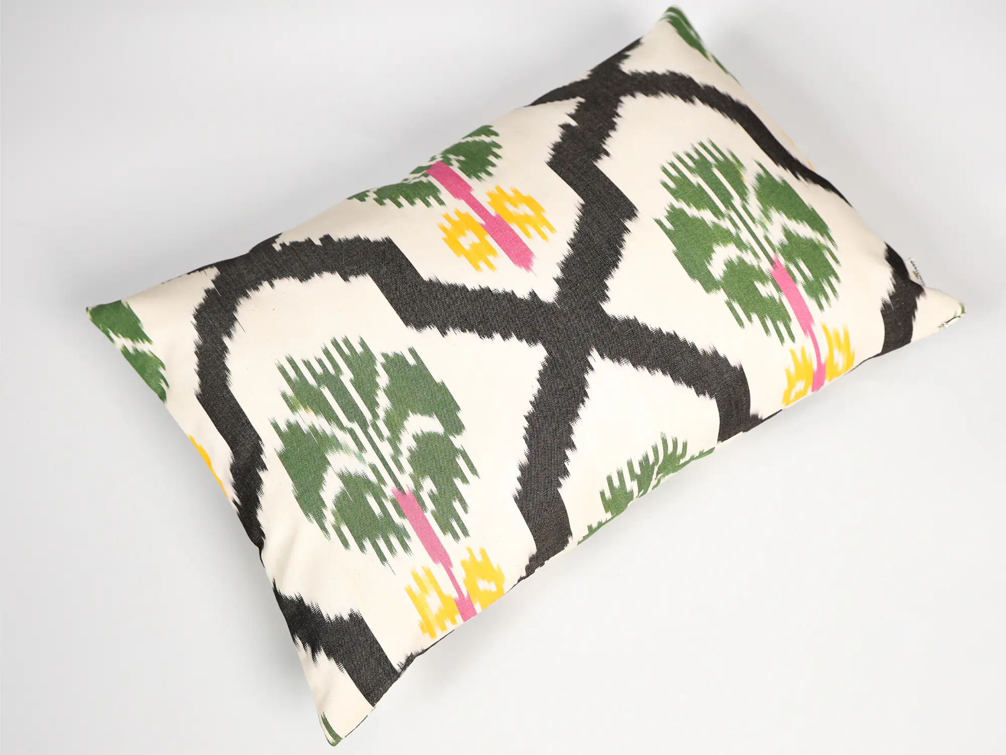 Black and Green Ikat Decorative Cushion Cover