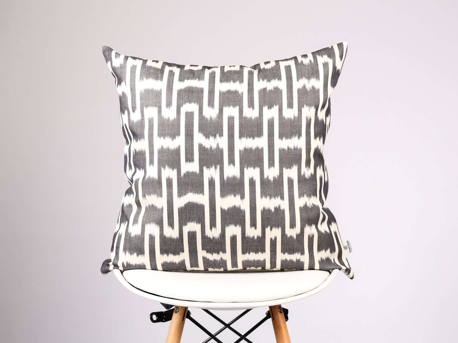 Black Geometric Ikat Pillow Cover