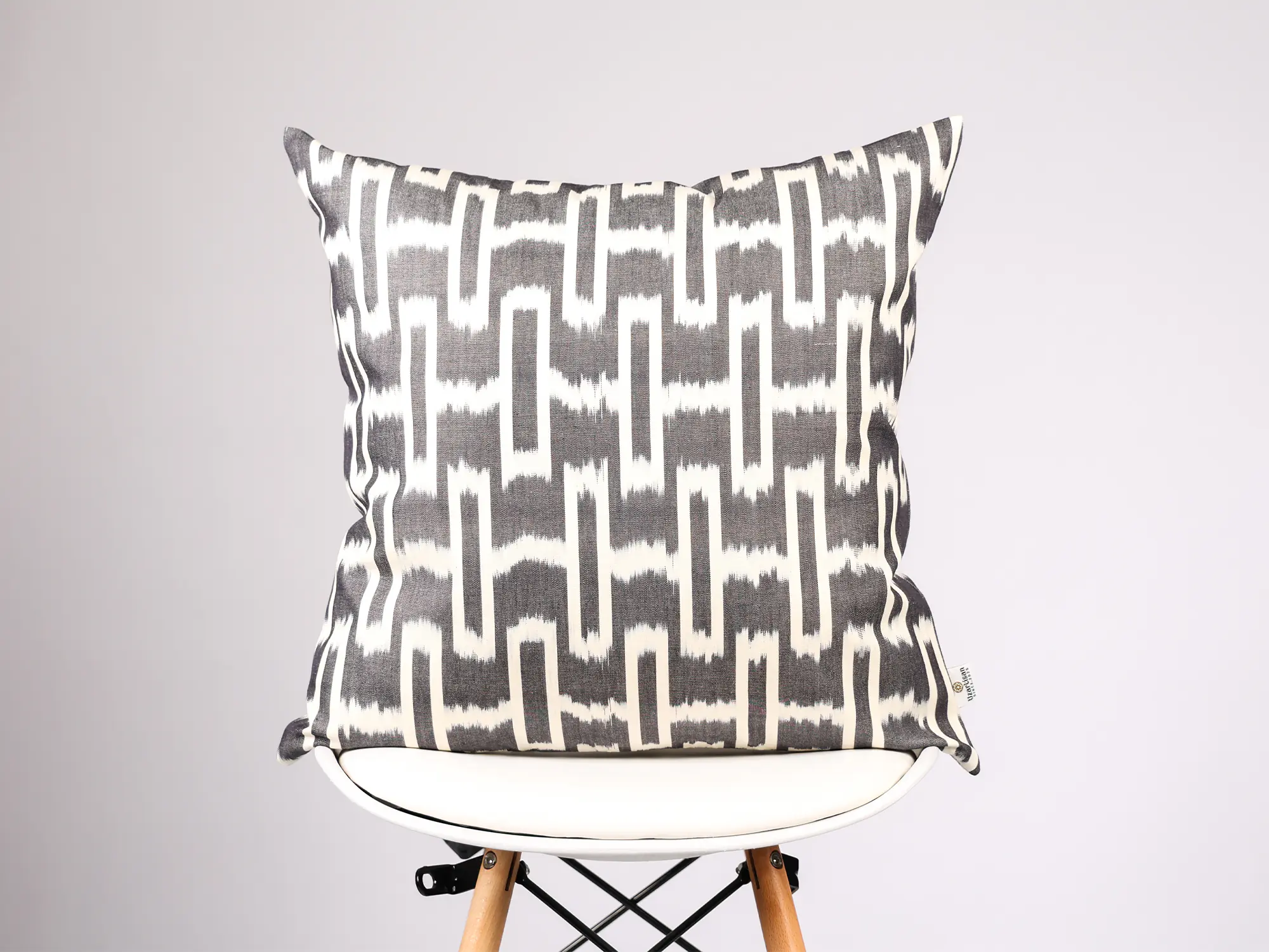 Black Geometric Ikat Pillow Cover