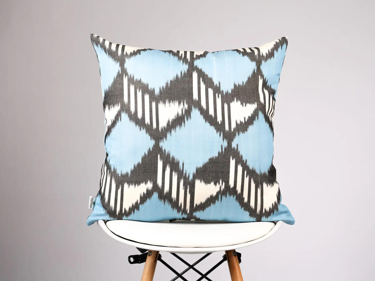 Blue Geometric Ikat Pillow Cover