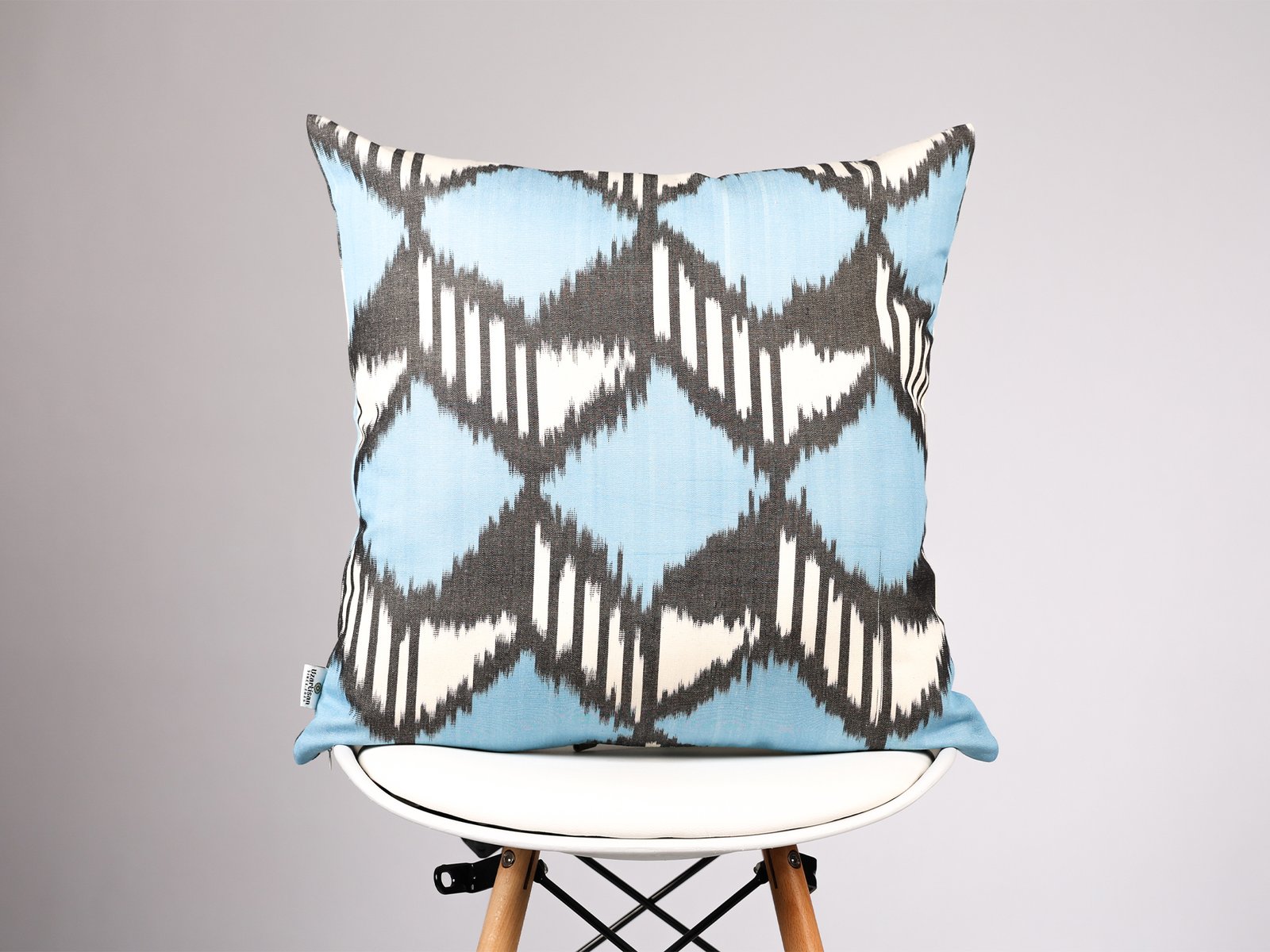 Blue Geometric Ikat Pillow Cover