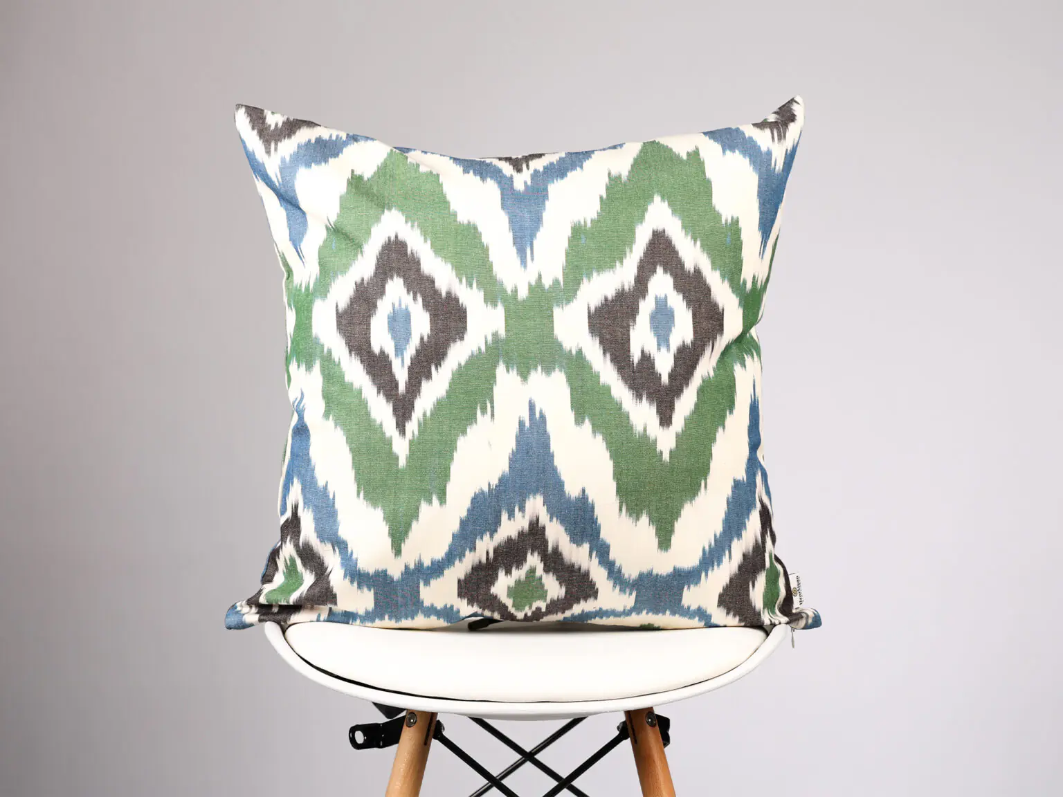 Green Blue Geometric Ikat Pillow Cover