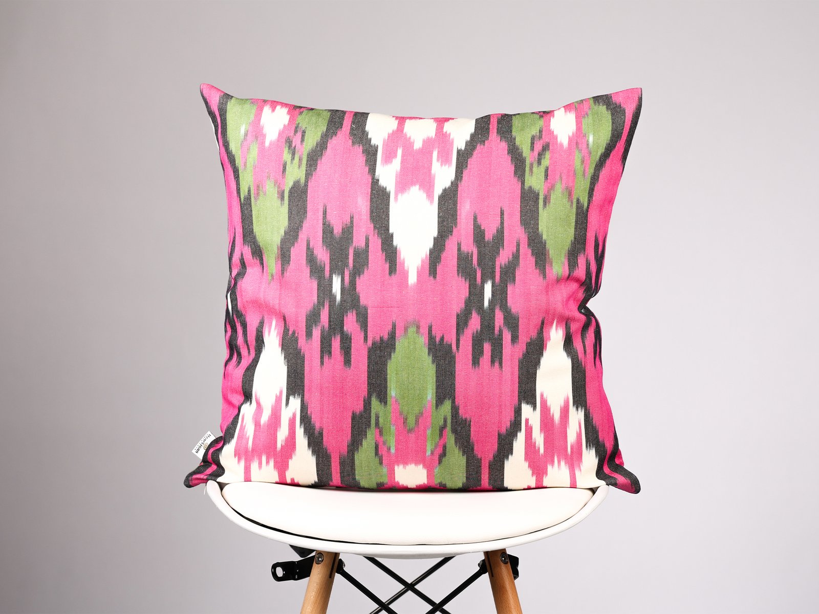 Pink Uzbek Ikat Decorative Pillow Cover