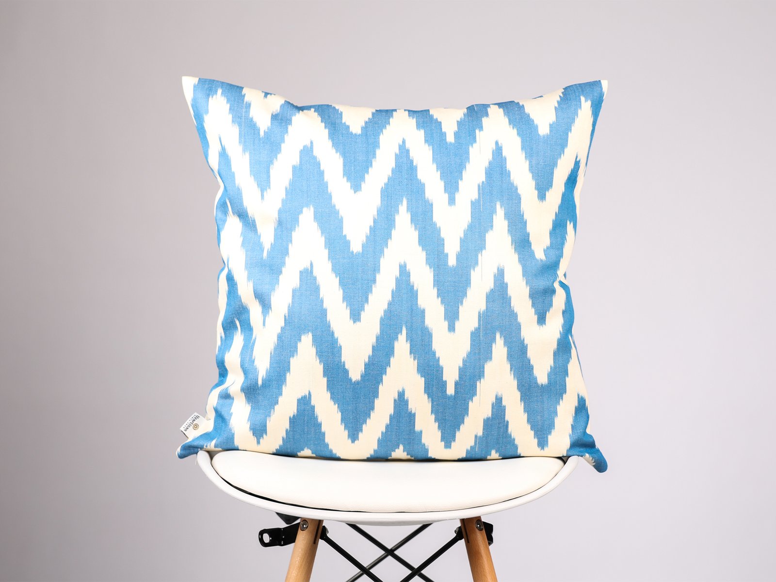 Blue Chevron Ikat Cushion Cover