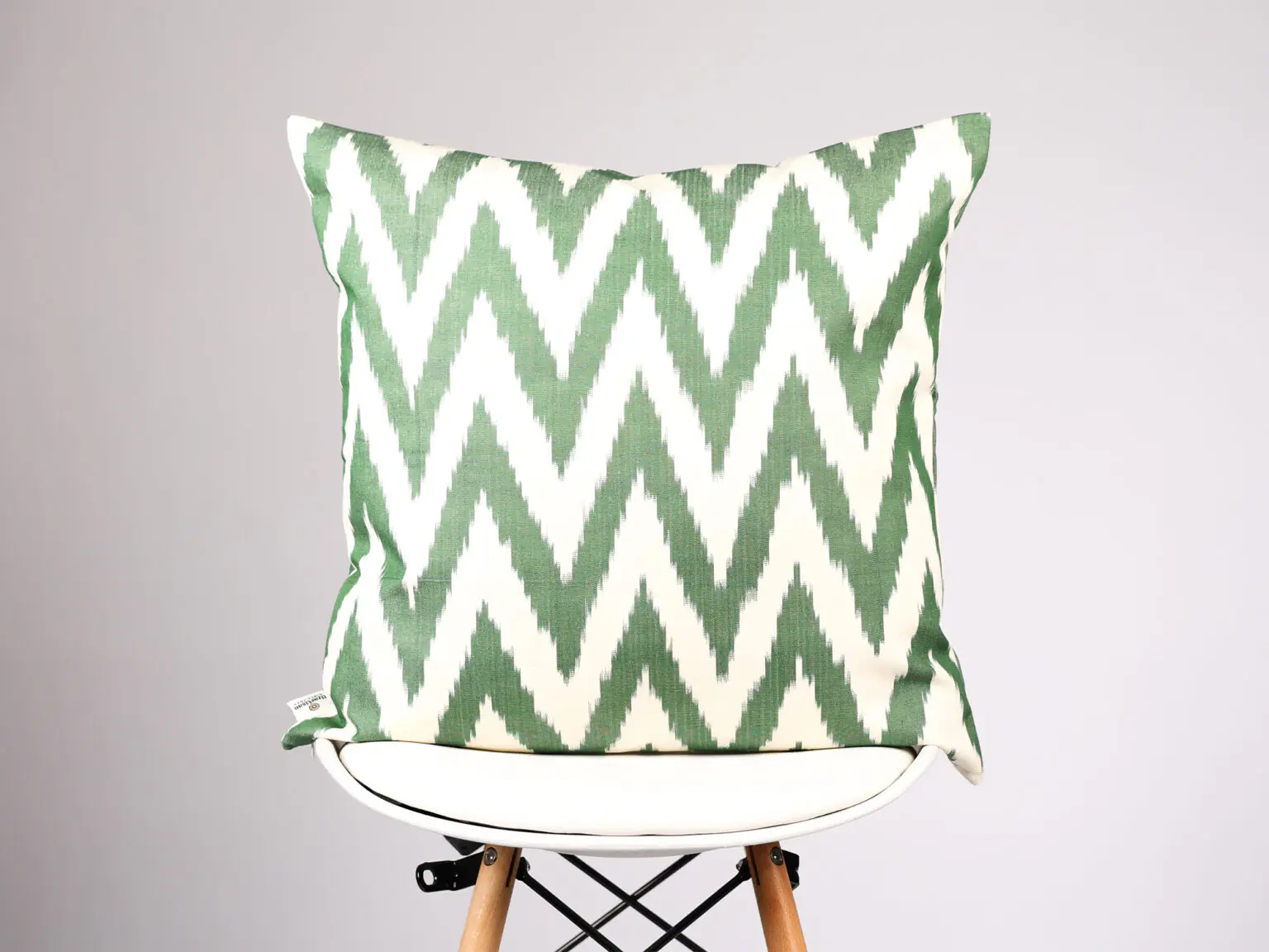Green Chevron Ikat Cushion Cover
