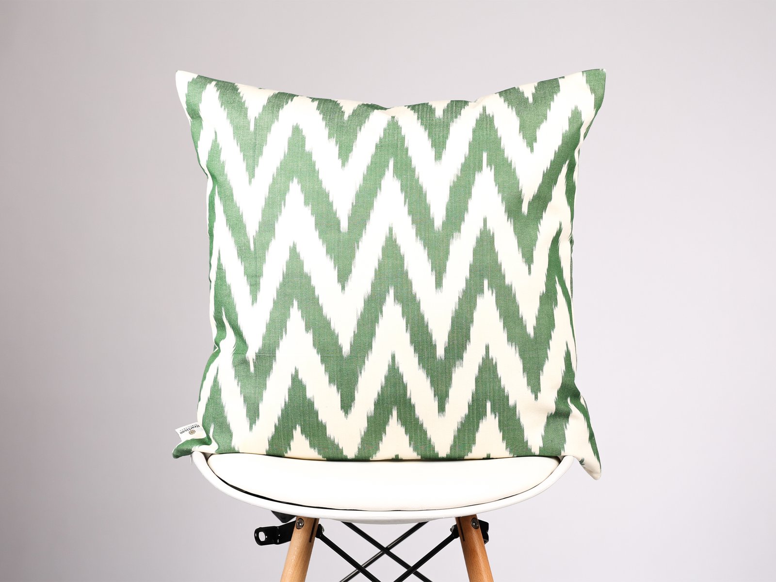 Green Chevron Ikat Cushion Cover