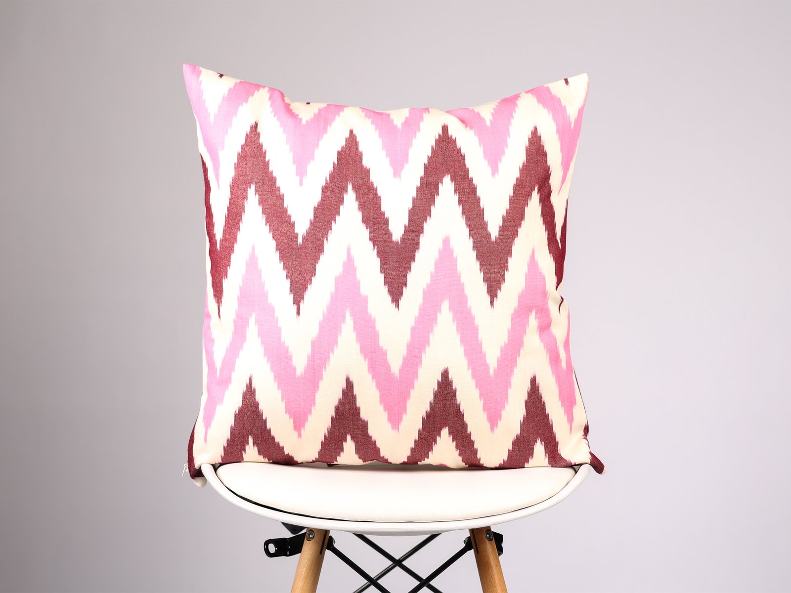 Pink Zigzag Ikat Cushion Cover