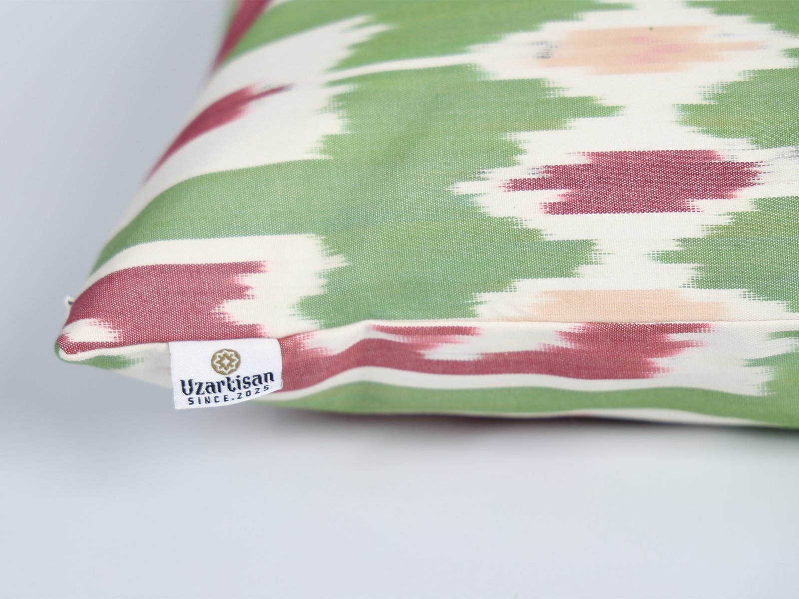 Green and Pink Ikat Decorative Cushion - Image 8