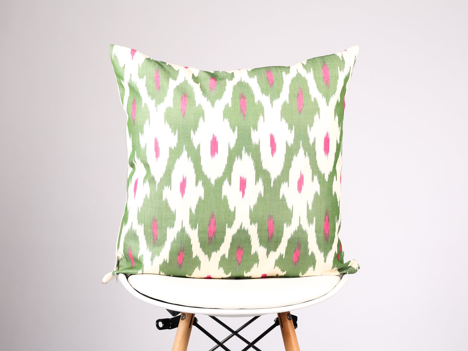 Green and Pink Ikat Pillow Cover