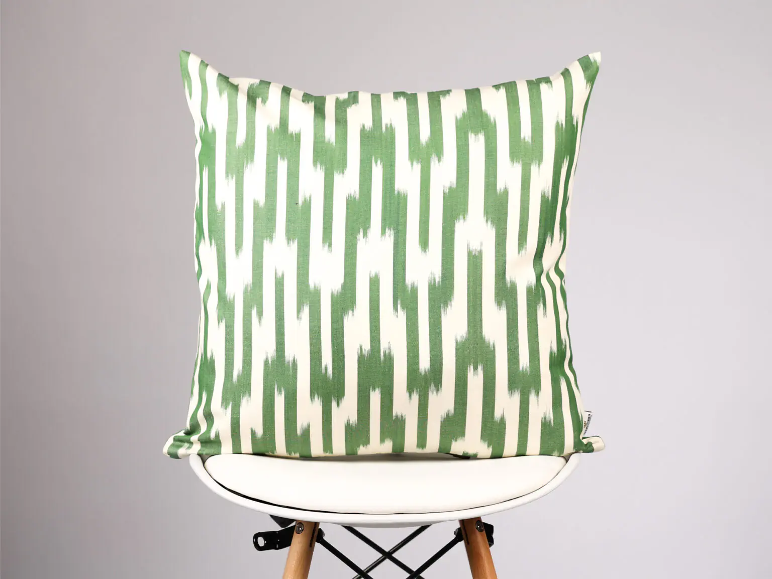Green Striped Ikat Pillow Cover