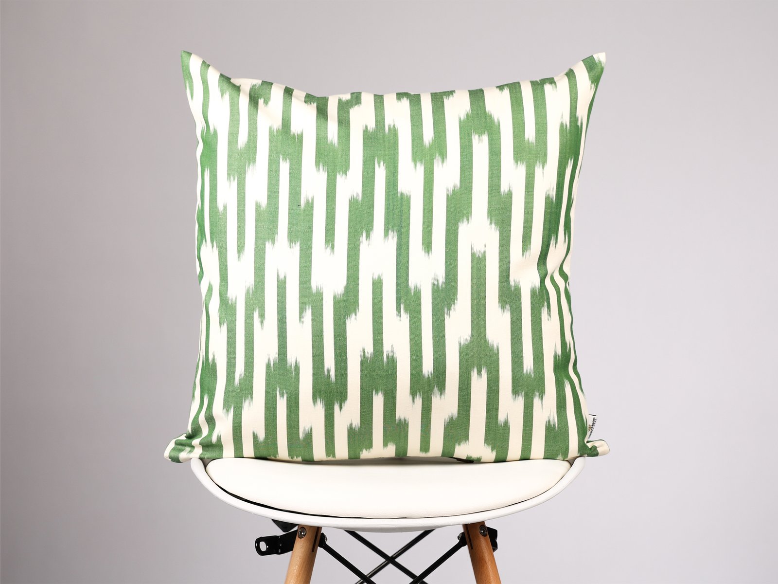 Green Striped Ikat Pillow Cover