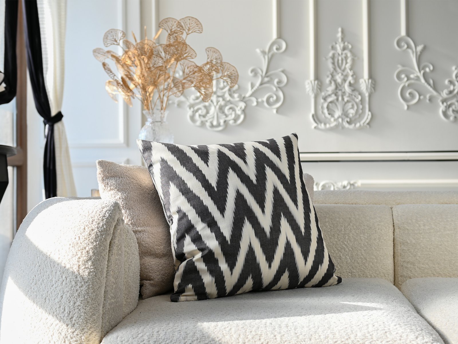 Black Chevron Ikat Cushion Cover - Image 3