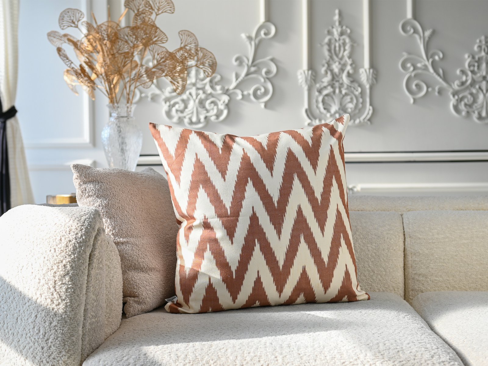 Brown Chevron Ikat Cushion Cover - Image 3