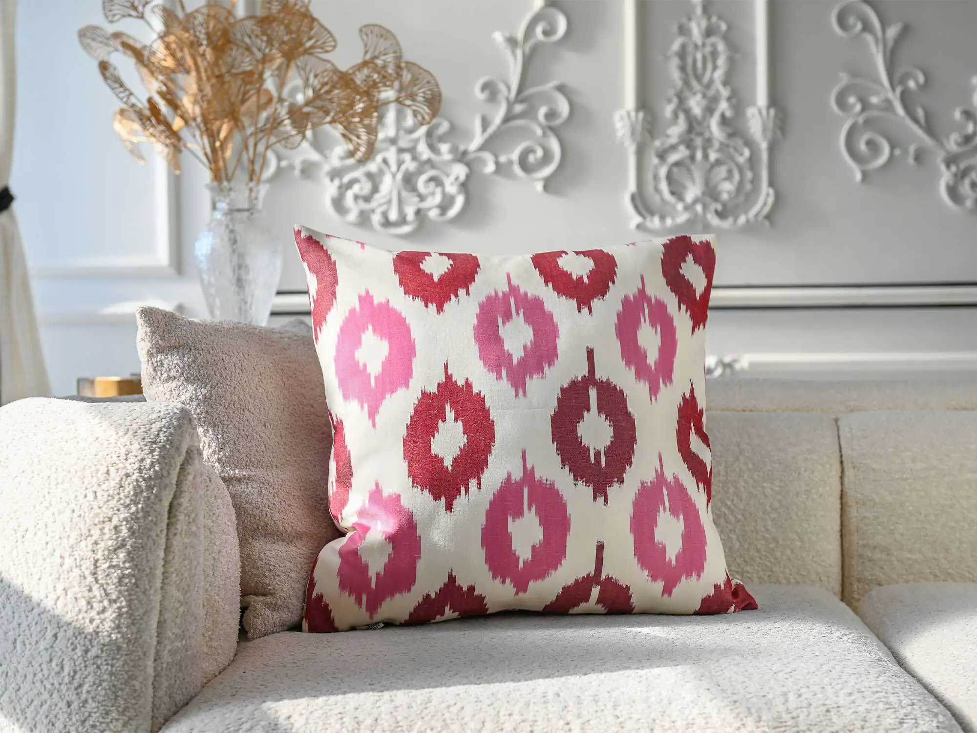 Pink Ikat Pillow Cover
