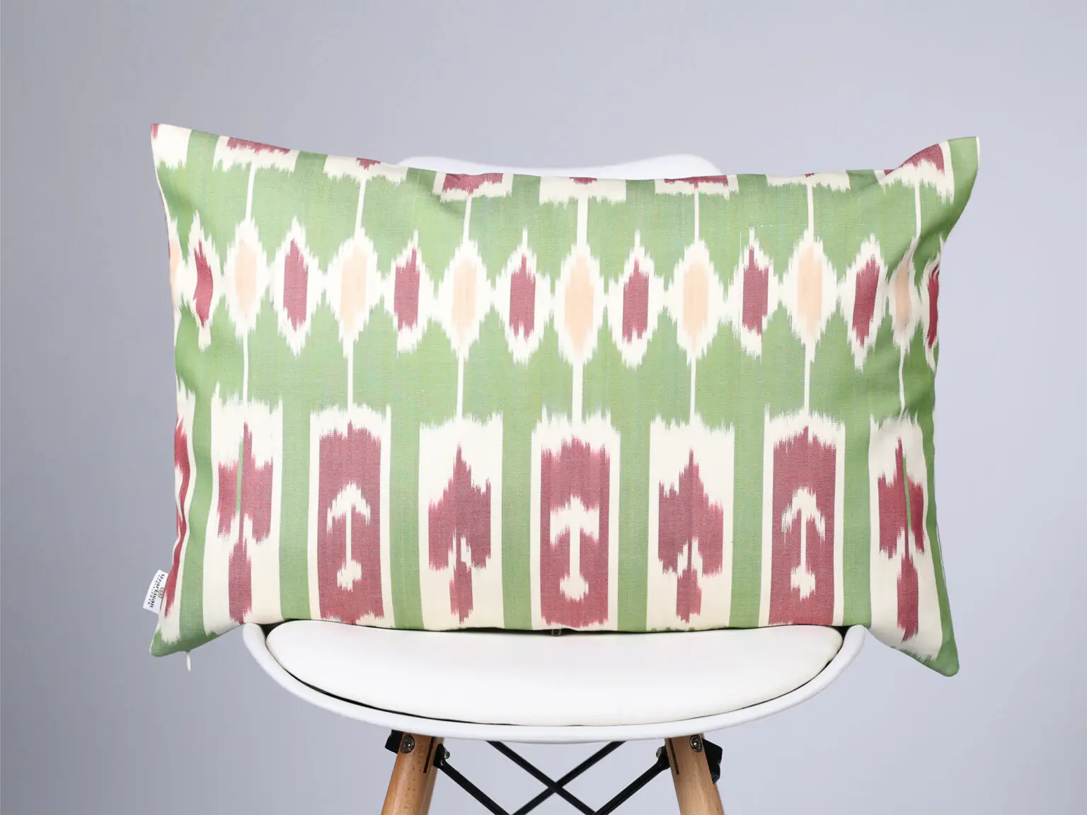 Green and Pink Ikat Decorative Cushion