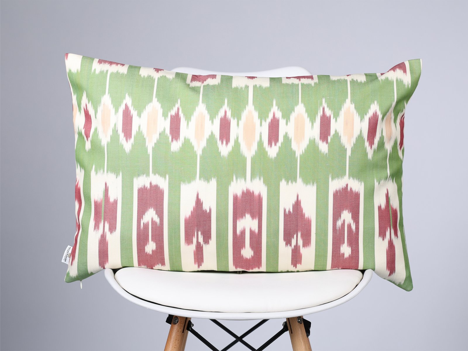Green and Pink Ikat Decorative Cushion