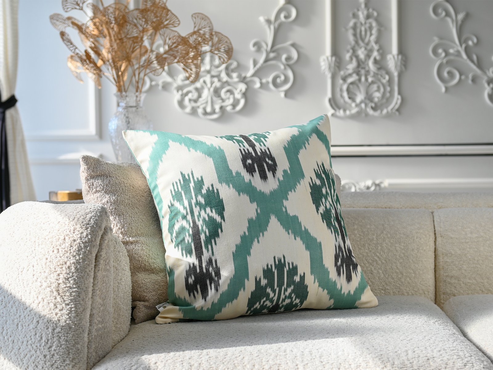 Mint Green Ikat Pillow Cover - Image 3