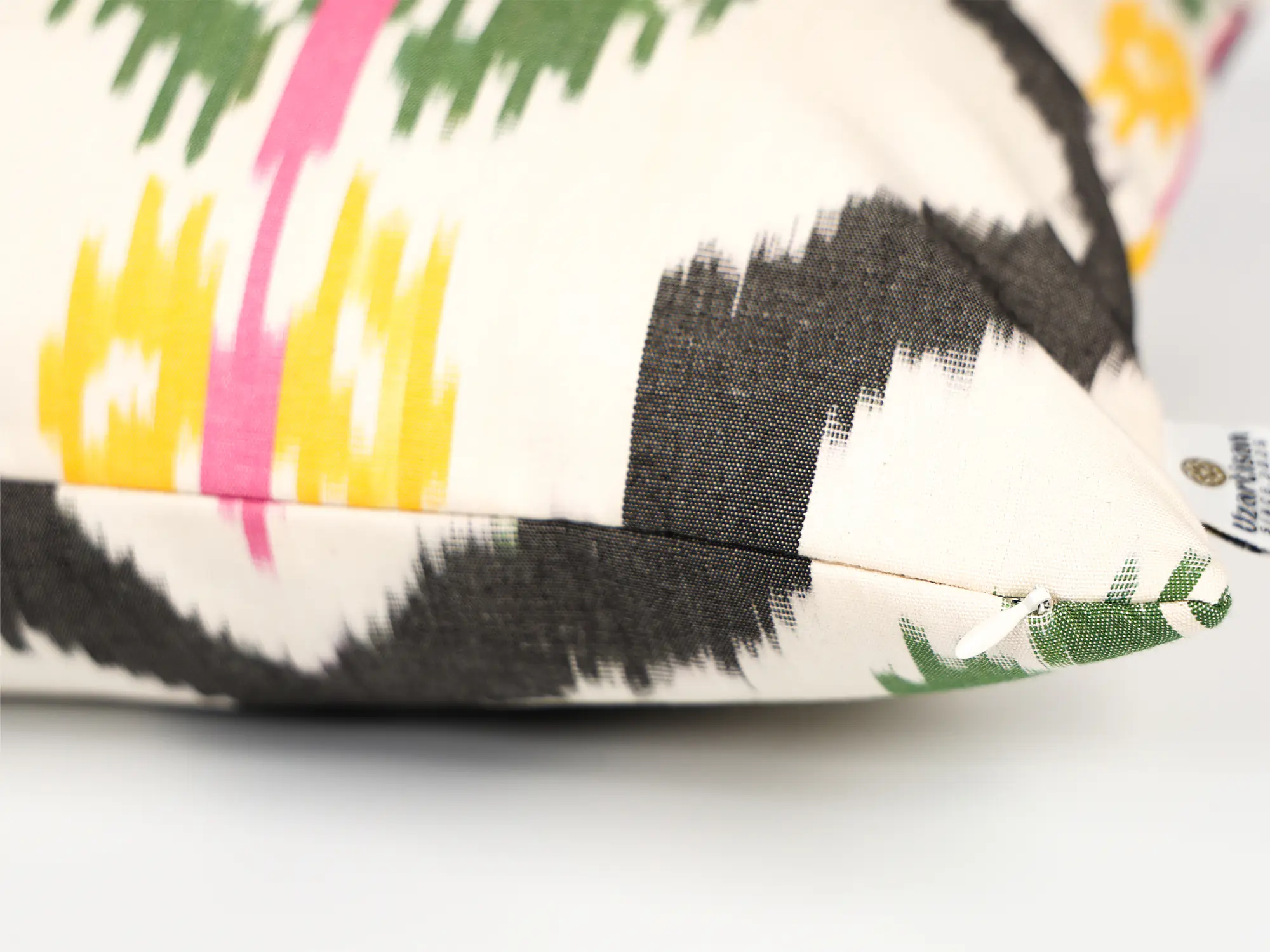 Black and Green Ikat Decorative Cushion Cover