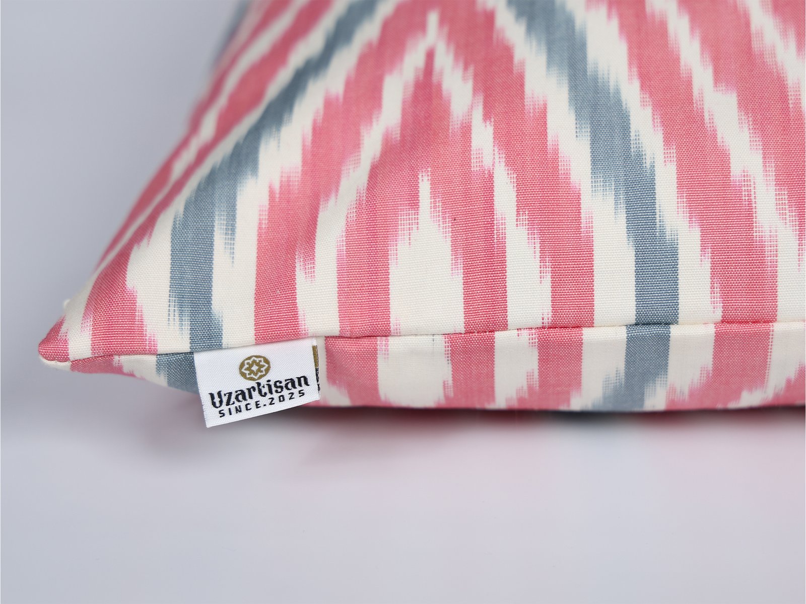 Pink Gray Ikat Lumbar Pillow Cover - Image 6