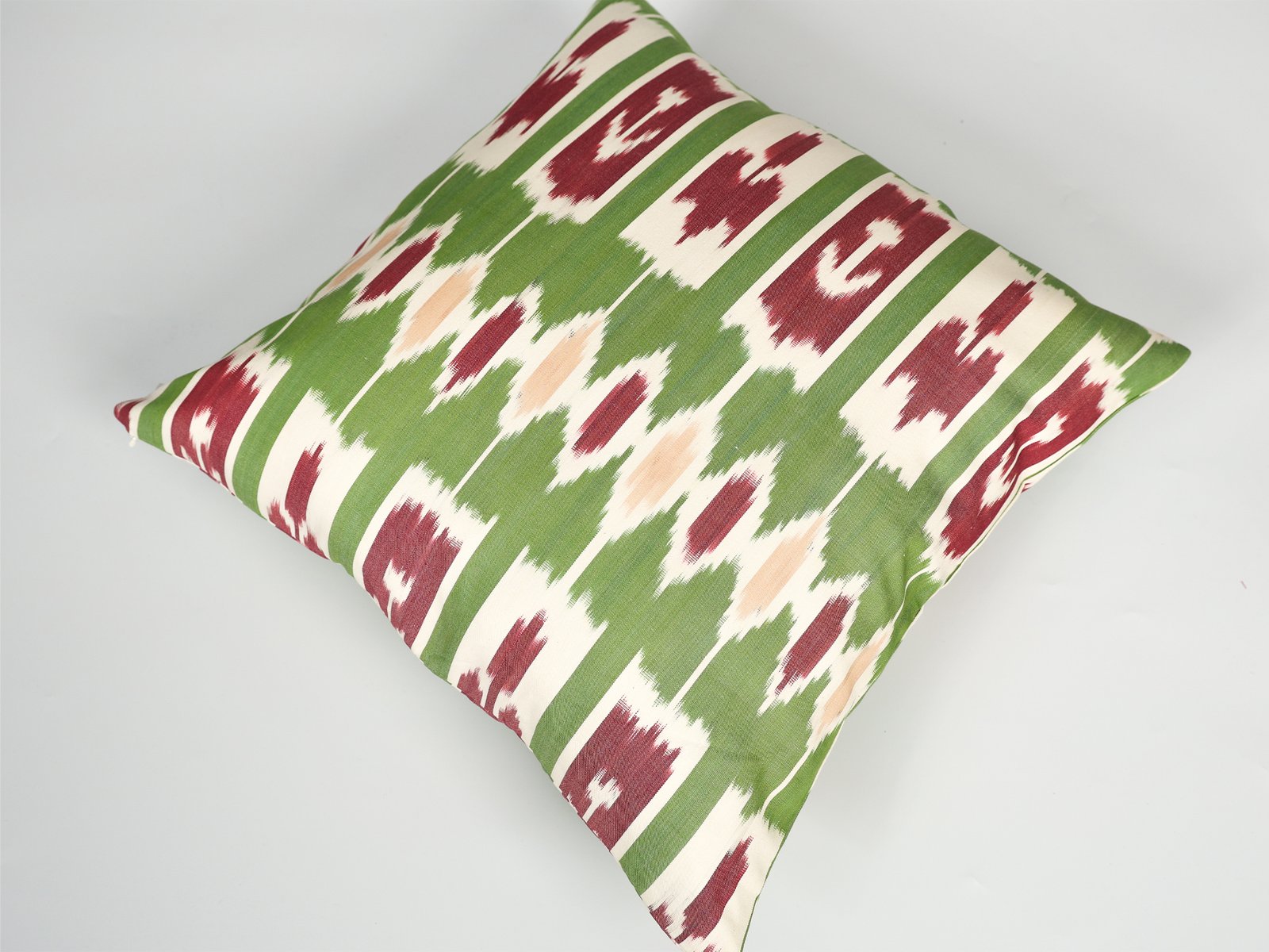 Green Handmade Ikat Pillow Cover For Sale - Image 5