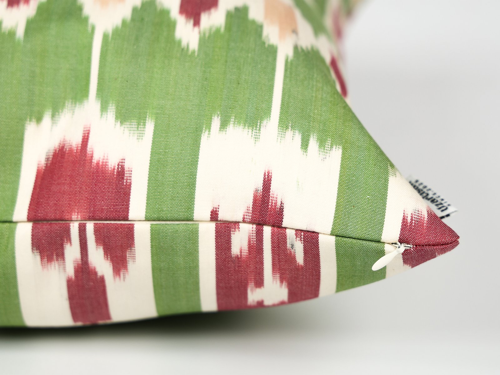 Green Handmade Ikat Pillow Cover For Sale - Image 6