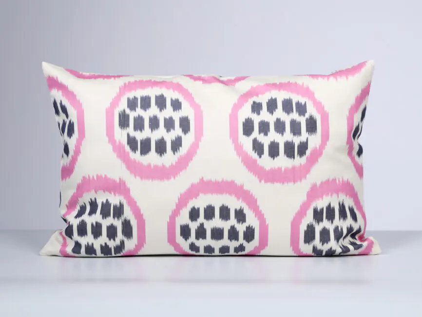 Elegant Pink Ikat Cushion Cover