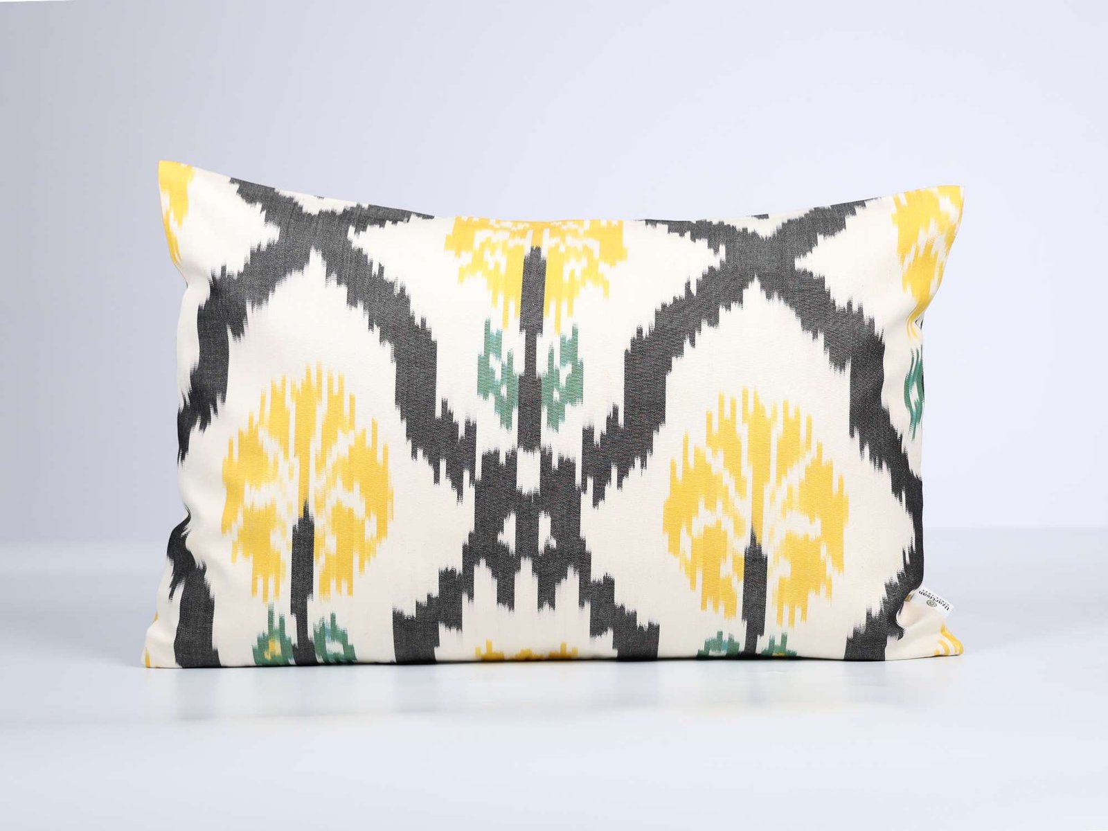 Yellow Black Ikat Cushion Cover - Image 2
