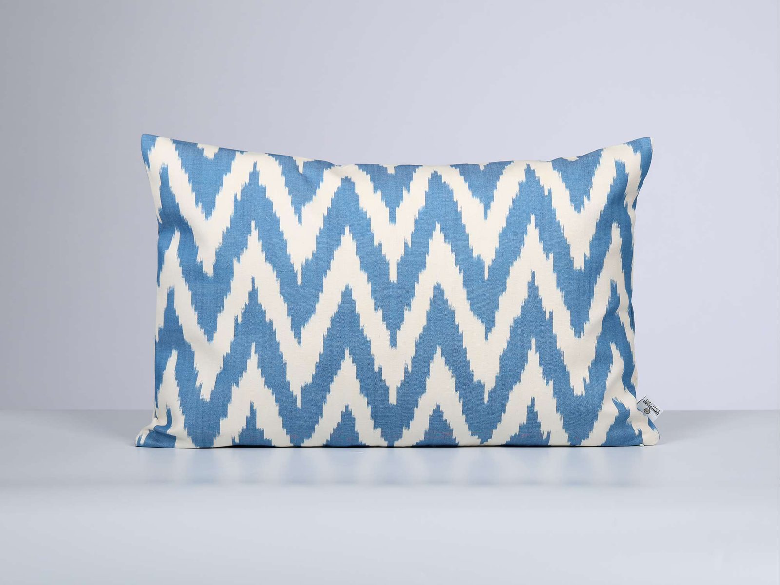 Blue Chevron Cotton Ikat Cushion - Image 2
