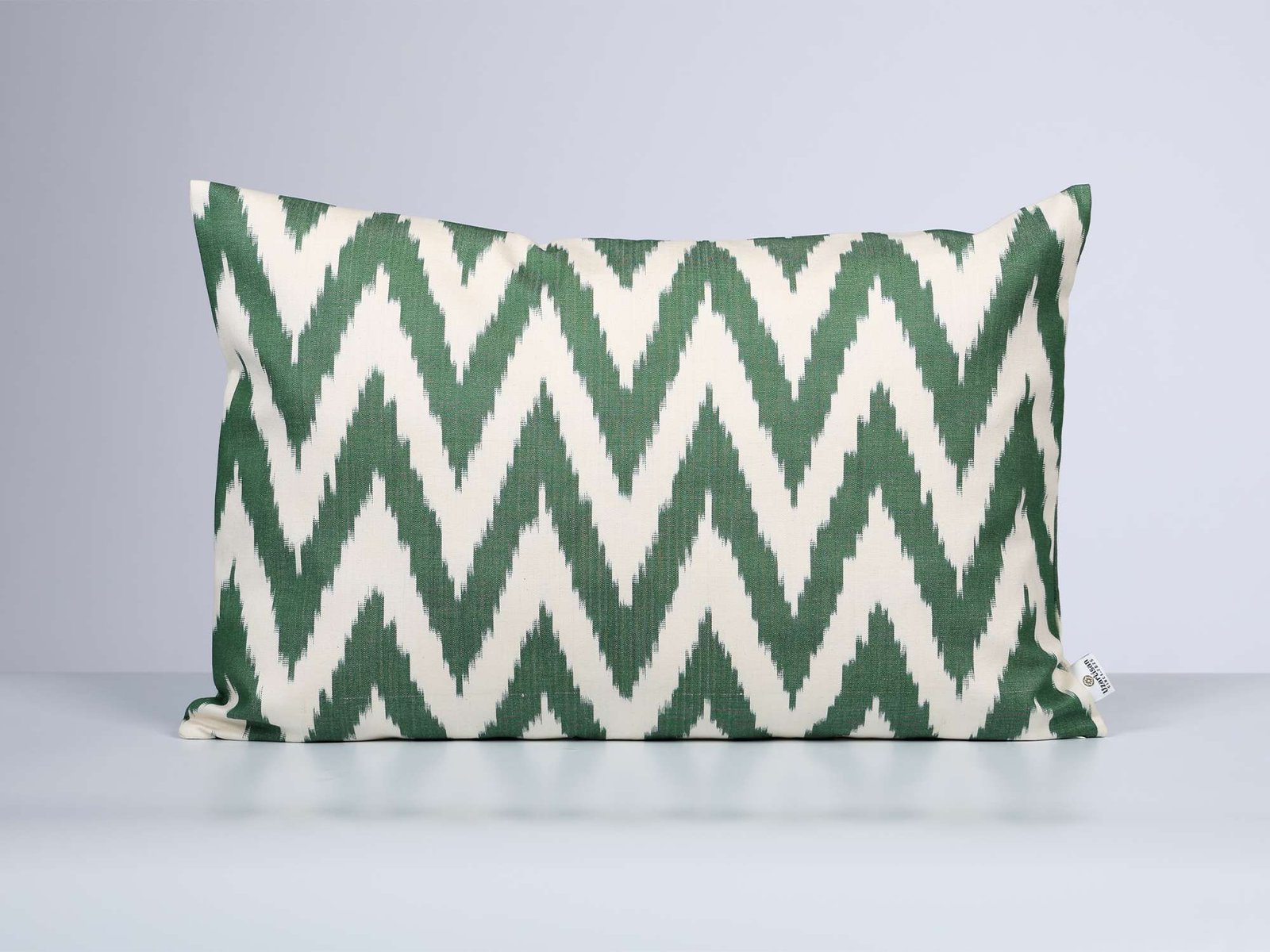 Green Chevron Cotton Ikat Cushion - Image 2