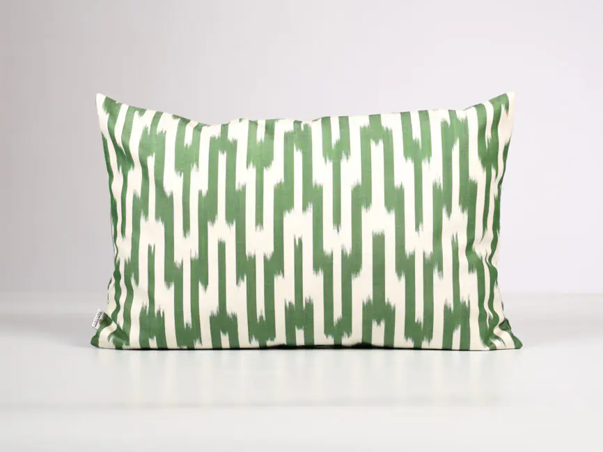 Green Ikat Stripe Cushion Cover