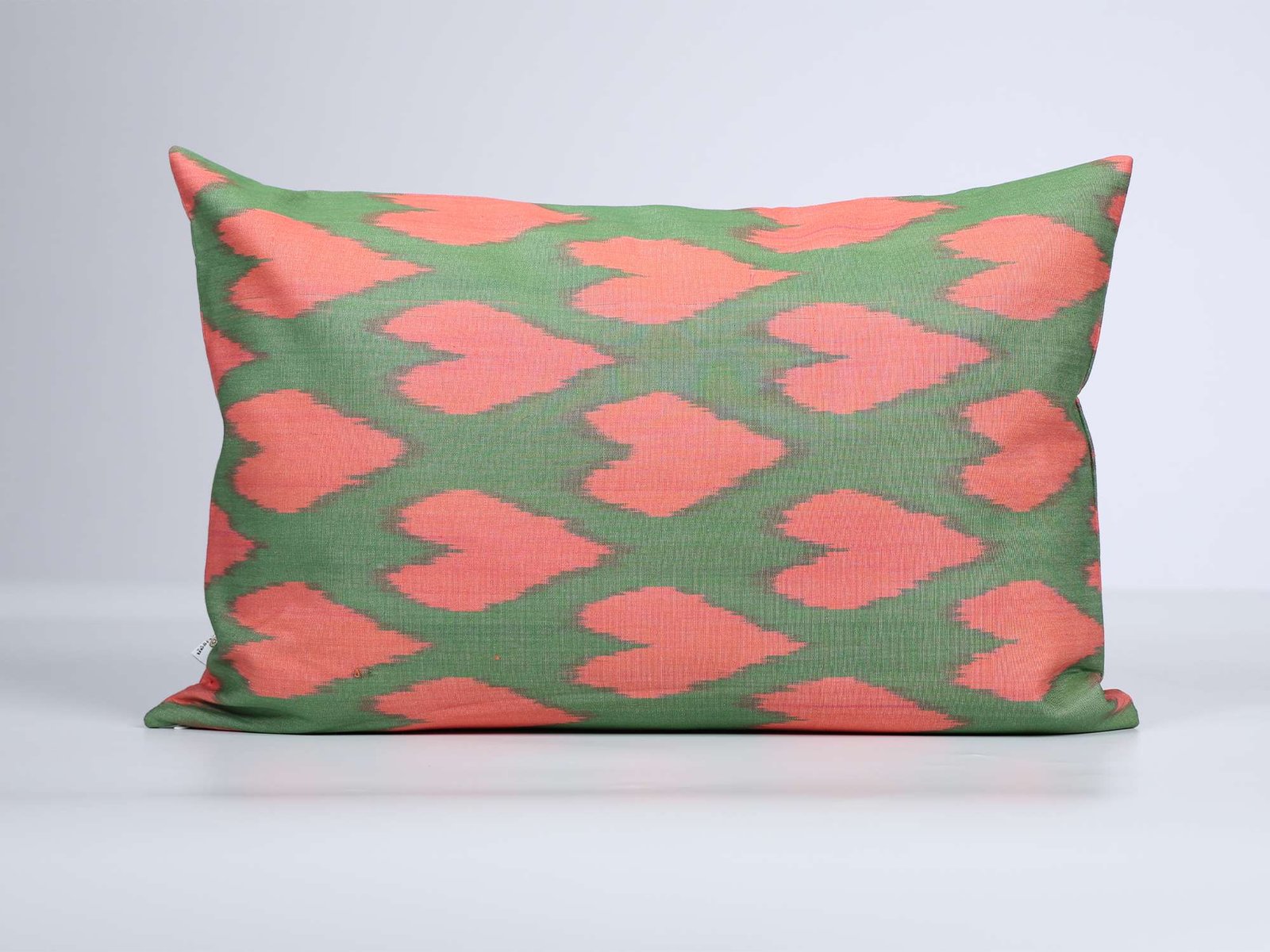 Pink and Green Ikat Pattern Cushion Cover - Image 2